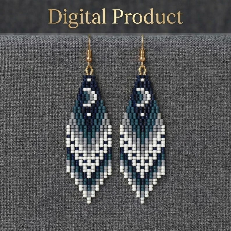 Brick Stitch Pattern, Seed Bead Earring Pattern, Fringe Earrings, Beading Brickstitch pattern, Jewelry Making, Do It Yourself, Brick stitch pattern, bead earring pattern, seed bead pattern, brick stitch earring, brickstitch pattern, fringe pattern, digital download, delica bead pattern, beading pattern, unique earrings, earrings template, moon earring pattern, beadwork tutorial