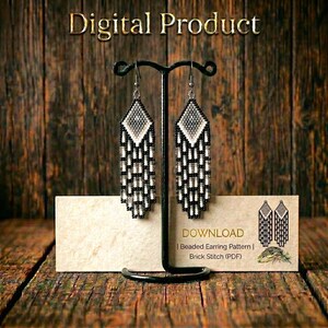 Boucles d'oreilles en perles de rocaille brunes, motif Brick Stitch (téléchargement numérique)