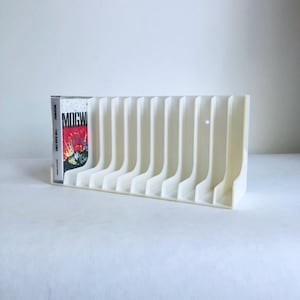 Small cassette shelf white, 70s, vintage cassette box, tape, MC shelf
