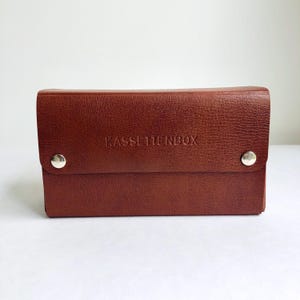 Vintage cassette box (large) GDR, 70s, leather look, brown, cassette case, children&#39;s cassette storage