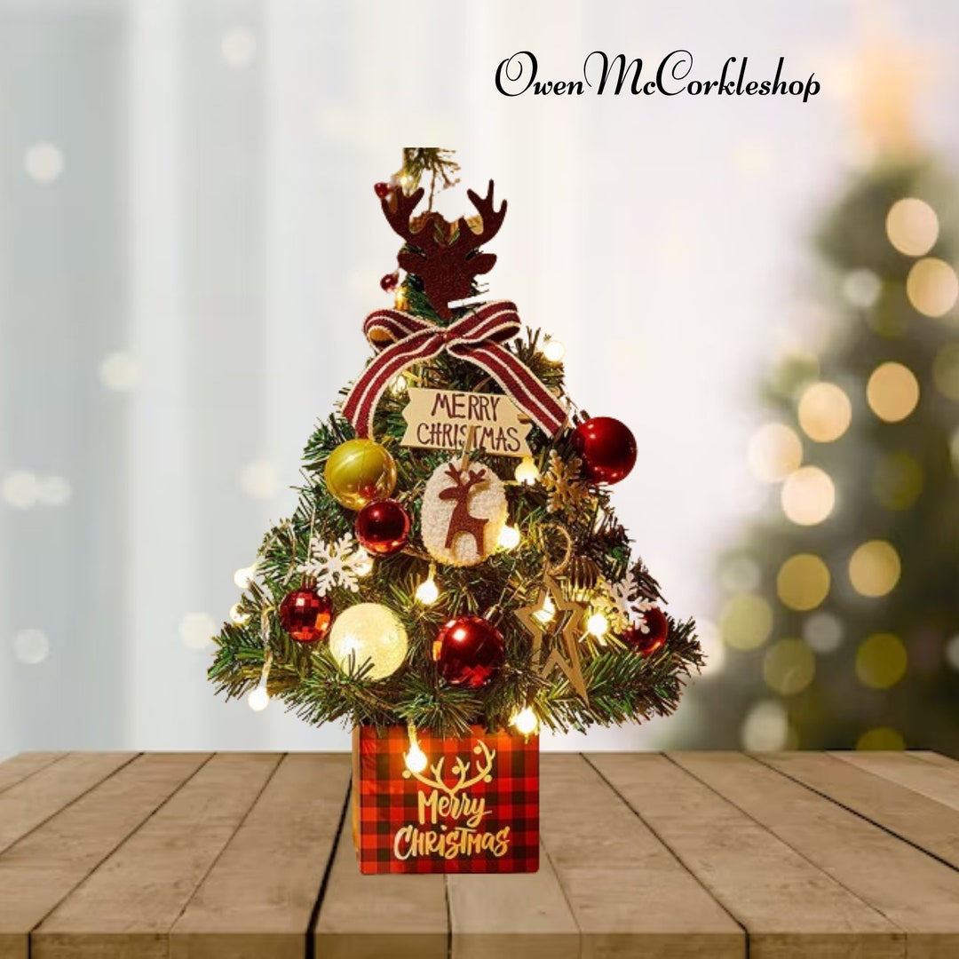 Tabletop Christmas Tree Lighted Mini Christmas Tree Etsy