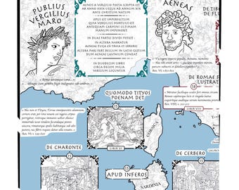 Carte de l'Énéide en latin / Collection "Au Coeur des Mythes"