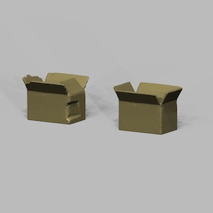 Archivo STL - Juego STL de caja de cartón en miniatura a escala 1/12 para casas de muñecas y proyectos en miniatura (licencia comercial)