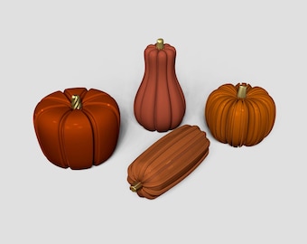 STL File - 1/12 Scale Pumpkin Decor STL set (4 piece) for Dollhouses