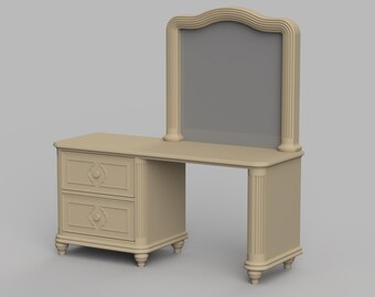 STL File - 1/12 Scale Miniature Dressing Table STL for Dollhouses