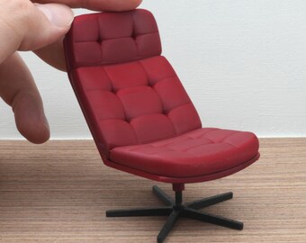 STL File - 1/12 Scale Lounge Chair with Ottoman for Dollhouses