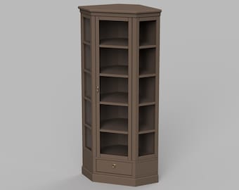 STL File - 1/12 Scale Corner Display Cabinet STL for Dollhouses