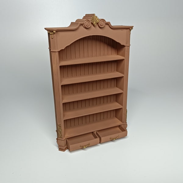 STL File- 1/12 Scale Miniature Bookcase With Drawer STL for Dollhouses and Miniature Projects (commercial license)