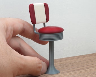 STL File - 1/12 Scale Retro Bar Stool for Dollhouses