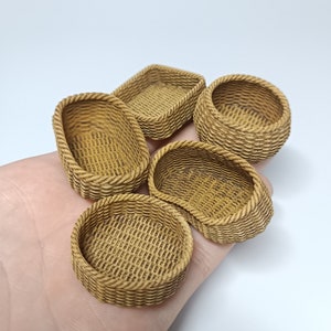 STL Datei - 1/12 Scale Weidenkorb Set STL (5 Miniatur Körbe) für Puppenhäuser und Miniaturprojekte (kommerzielle Lizenz)