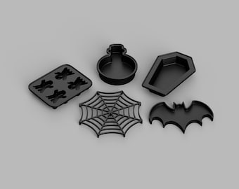 STL File - 1/12 Scale Miniature Spooky Bakeware (5 pcs) for Dollhouses and Miniature Projects  (commercial license)