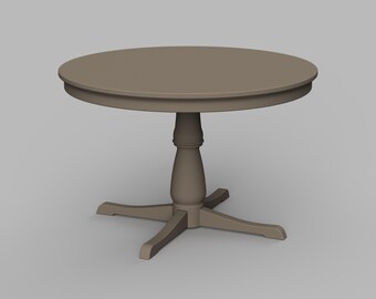 STL File - 1/12 Scale Round Dining Table STL Set For Dollhouses (commercial license)