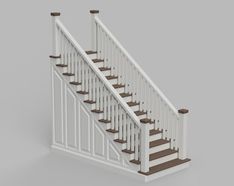STL File - 1/12 Scale Straight Staircase STL for Dollhouses