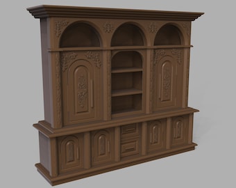 STL File - 1/12 Scale Modular Big Cabinet Version 2 STL for Dollhouses and Miniature Projects (commercial license)
