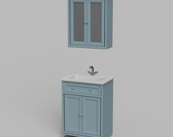 STL File - 1/12 Scale Bathroom vanity unit STL for Dollhouses (commercial license)