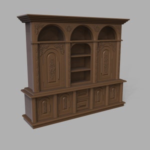 STL File - 1/12 Scale Modular Big Cabinet Version 2 STL for Dollhouses and Miniature Projects (commercial license)