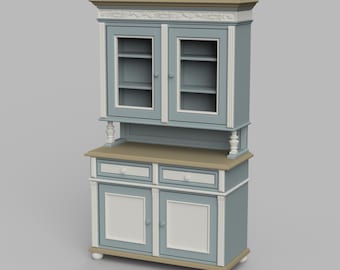 STL File - 1/12 Scale Hutch Cabinet STL for Dollhouses