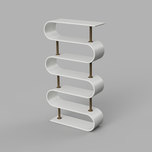 STL File- 1/12 Scale Miniature Curve Bookshelf STL for Dollhouses and Miniature Projects (commercial license)