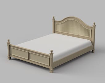 STL File - 1/12 Scale Miniature Queen Size Bed for Dollhouses and Miniature Projects (commercial license)