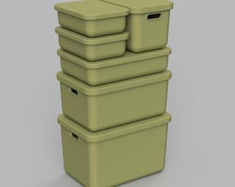 STL File - 1/12 Scale Miniature Storage Box STL set for Dollhouses and Miniature Projects  (commercial license)