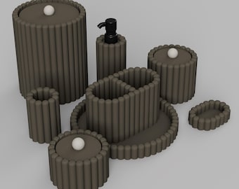 Archivo STL - Juego de accesorios de baño a escala 1/12 (8 piezas) para casas de muñecas y proyectos en miniatura (licencia comercial)