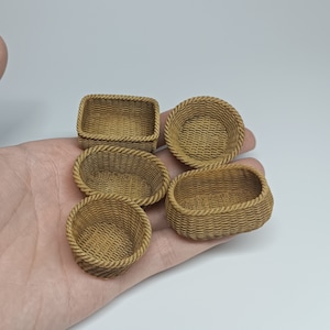 STL Datei - 1/12 Scale Weidenkorb Set STL (5 Miniatur Körbe) für Puppenhäuser und Miniaturprojekte (kommerzielle Lizenz)