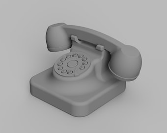 STL File - 1/12 And 1/6 Scale Vintage Home Phone STL for Dollhouses and Miniature Projects  (commercial license)