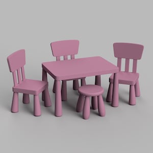 STL File - 1/12 Scale Children&#39;s Table and Chair STL set for Dollhouses and Miniature Projects  (commercial license)