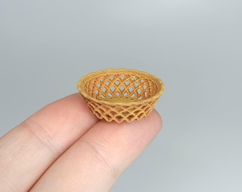 STL File - 1/12 Scale Miniature Wicker Fruit Basket STL for Dollhouses and Miniature Projects (commercial license)