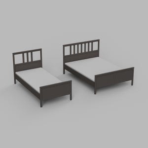 STL File - 1/12 Scale Miniature Bed Set for Dollhouses and Miniature Projects (commercial license)