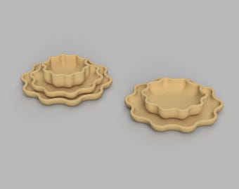 STL-bestand: miniatuurservies, schaal 1/12, STL-set (4 stuks) voor poppenhuizen en miniatuurprojecten (commerciële licentie)