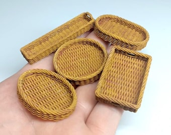 STL File - 1/12 Scale Wicker Tray STL Set for Dollhouses (commercial license)