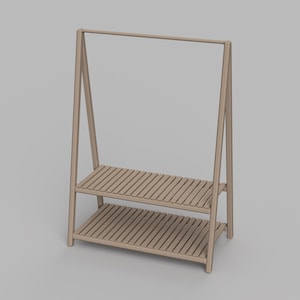 STL File - 1/12 Scale Modern Clothes Rack STL for Dollhouses and Miniature Projects  (commercial license)