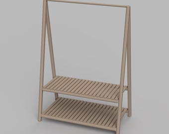 STL File - 1/12 Scale Modern Clothes Rack STL for Dollhouses and Miniature Projects  (commercial license)