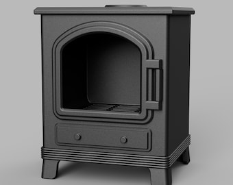 STL File - 1/12 Scale Wood Burning Stove STL for Dollhouses (commercial license)