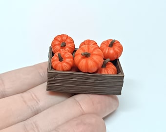 Pumpkins and Wooden Crate For Dollhouses and Miniature Projects  (1/12 Scale)