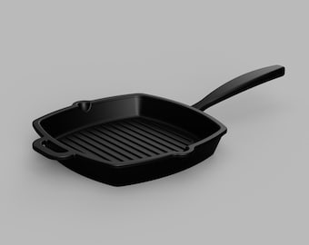 STL File - 1/12 Scale Miniature Cast Iron Pan for Dollhouses and Miniature Projects  (commercial license)