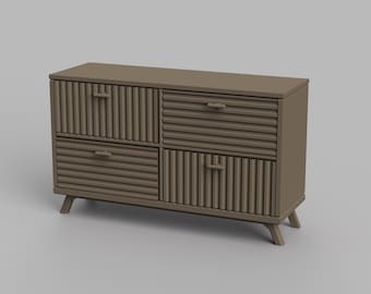 STL File - 1/12 Scale Miniature Sideboard STL for Dollhouses and Miniature Projects  (commercial license)