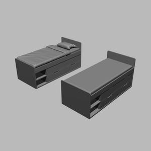 STL File - 1/12 Scale Miniature Bed STL for Dollhouses and Miniature Projects  (commercial license)
