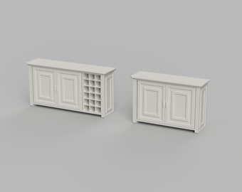 STL File - 1/12 Scale Miniature Sideboard STL for Dollhouses and Miniature Projects  (commercial license)