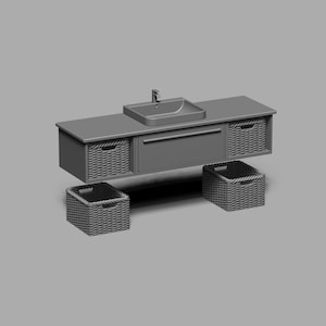 STL-Datei - 1/12 Skala Badezimmer-Schrank-Becken und Schrank STL-Set für Puppenhäuser und Miniaturprojekte (Kommerzielle Lizenz)