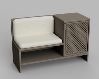 STL File - 1/12 Scale Shoe Storage and Bench STL for Dollhouses and Miniature Projects  (commercial license)