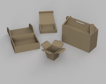 STL File - 1/12 Scale Miniature Takeaway box STL Set for Dollhouses and Miniature Projects (commercial license)