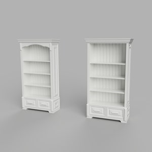STL File- 1/12 Scale Miniature Bookcase With Drawer STL (2 pcs) for Dollhouses and Miniature Projects (commercial license)