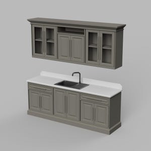 STL Datei - 1/12 Miniatur Küchenmöbel STL Set für Puppenhäuser und Miniaturprojekte (kommerzielle Lizenz)