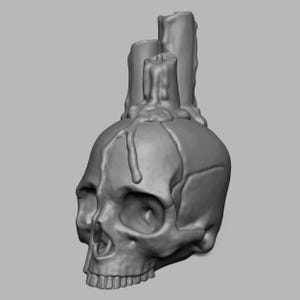 Arquivo STL - Caveira de Halloween em escala 1/12 com vela pingando STL para casas de bonecas e projetos em miniatura (licença comercial)