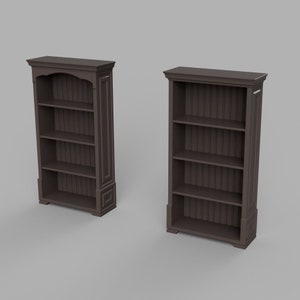 STL File- 1/12 Scale Miniature Bookcase STL (2 pcs) for Dollhouses and Miniature Projects (commercial license)
