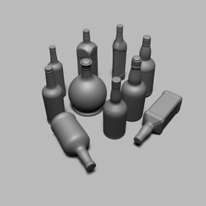 STL Datei - 1/12 Miniatur Whisky Flasche STL Set für Puppenhäuser und Miniaturprojekte (kommerzielle Lizenz)