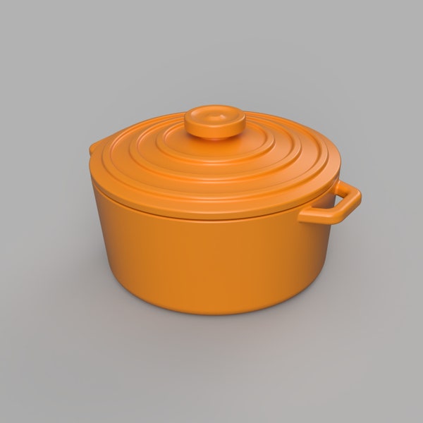 STL File - 1/12 Scale Miniature Cooking Pot - Dollhouse Kitchen STL (commercial license)
