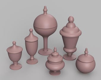 Archivo STL - Set de 6 tarros de caramelos en miniatura a escala 1/12 (licencia comercial)